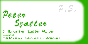peter szatler business card